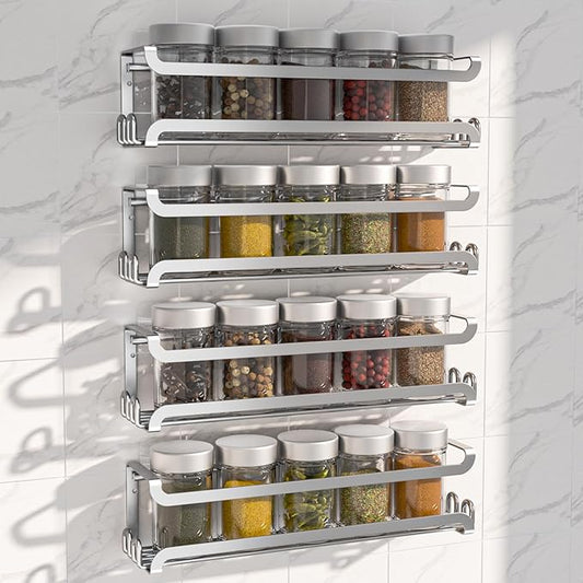 LUCYCAZ 4 Pack Wall Mounted Spice Rack