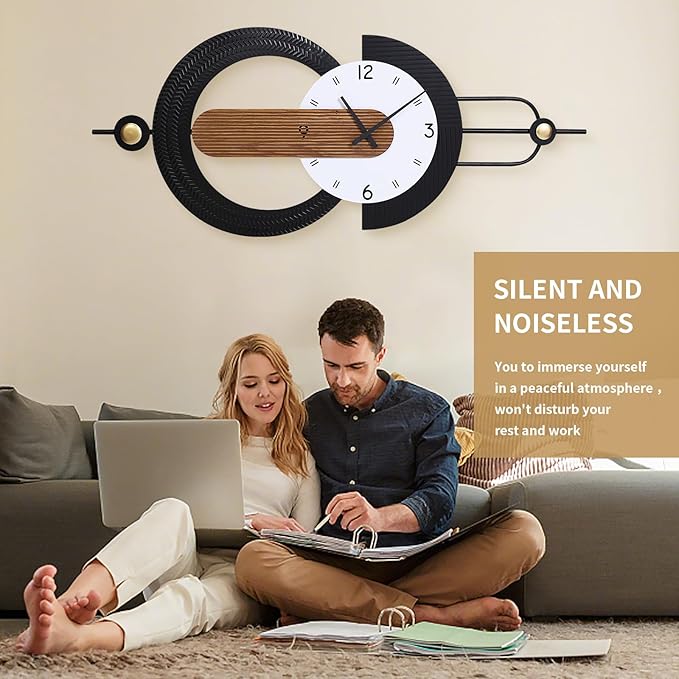 Modern Minimalist Wall Clocks, Silent Non-Ticking Battery Operated,