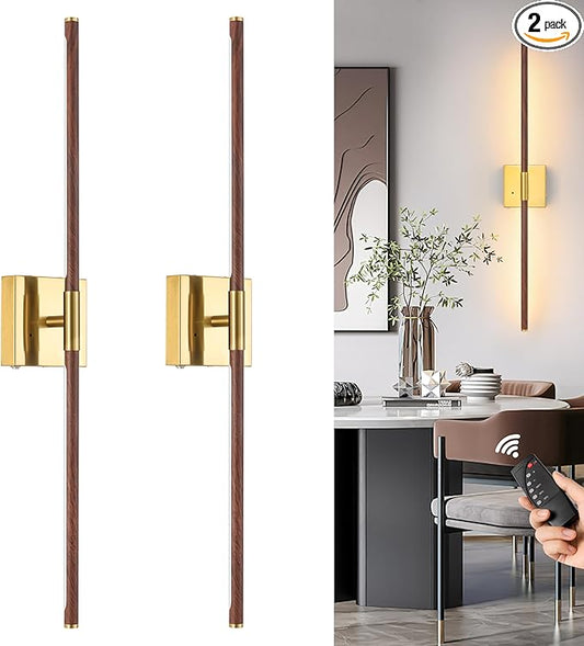 Morauroral 36 Inch Battery Operated Wall Sconces Set of 2, Dimmable Battery