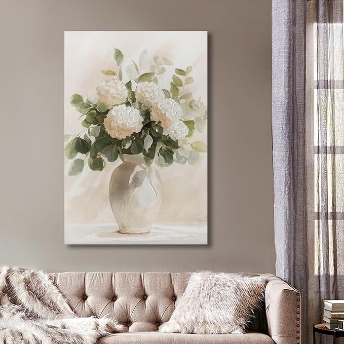 Hand painted Rustic Farmhouse Flower Canvas Wall Art, Soothing Calming Nature