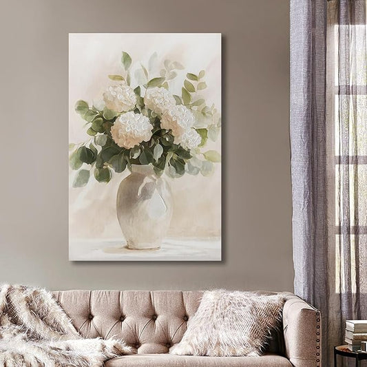 Hand painted Rustic Farmhouse Flower Canvas Wall Art, Soothing Calming Nature