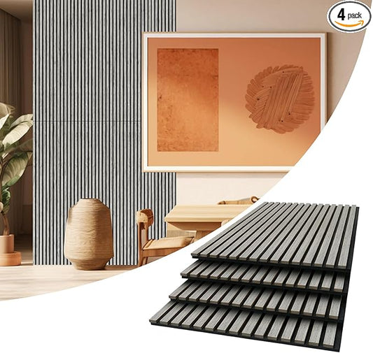 AKUMAX 4 Pack Acoustic Panels, Wood Slat