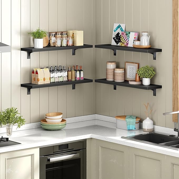 HOOBRO Floating Shelves for Wall, 23.6" Wall Mounted Shelves Set of 2, Hanging