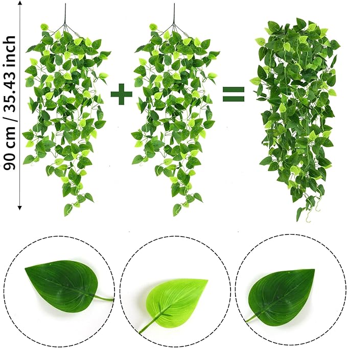 CEWOR 4pcs Artificial Hanging Plants 2.9ft Fake Ivy Vine Fake Ivy Leaves