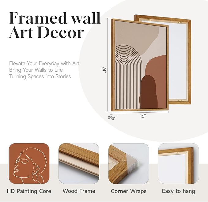 Framed Mid Century Modern Boho Wall Art