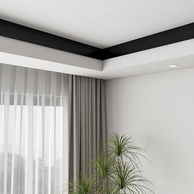 LaCheery Black Wood Mirror Frame Border Peel and Stick Mirror Border Tape Black