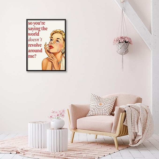 70s Pink Sexy Women Poster Funky Funny Quote Wall Art Retro Housewife Picture