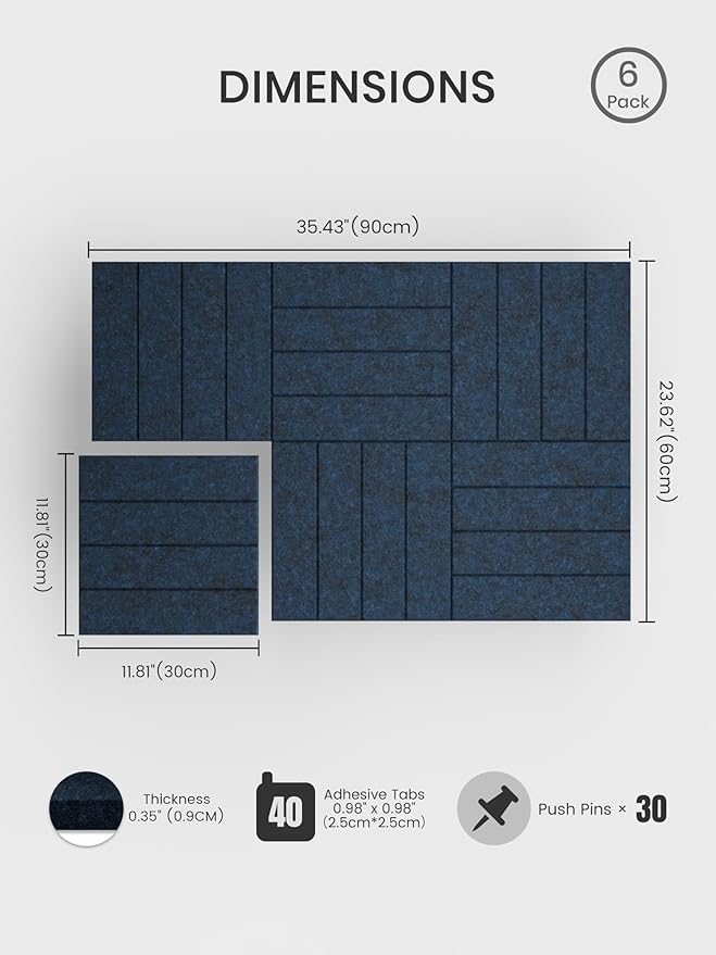 Bumusty Large Cork Board Alternative-36 x 24" Felt Bulletin Board Tiles