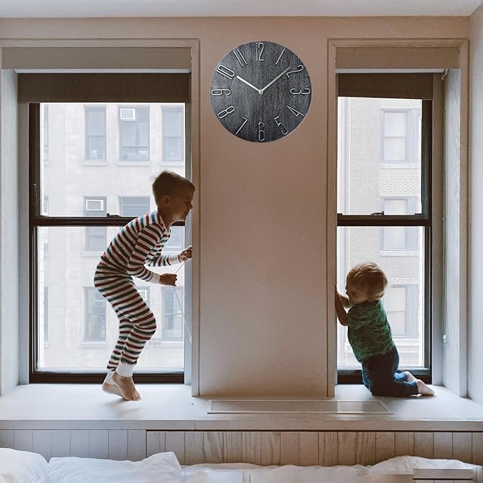 Wall Clock, Silent Clock, Wall Clocks Battery Operated， 12 inch Modern Wall