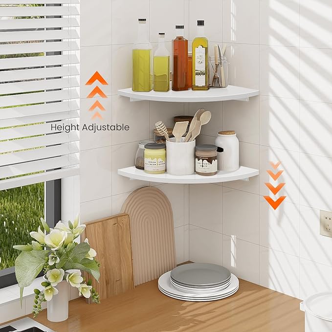 Homode Corner Wall Shelf, 12 in Wide Rounded Corner Shelf Floating