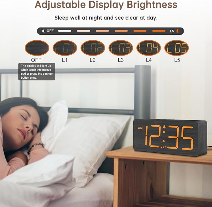 DreamSky Wooden Digital Alarm Clock