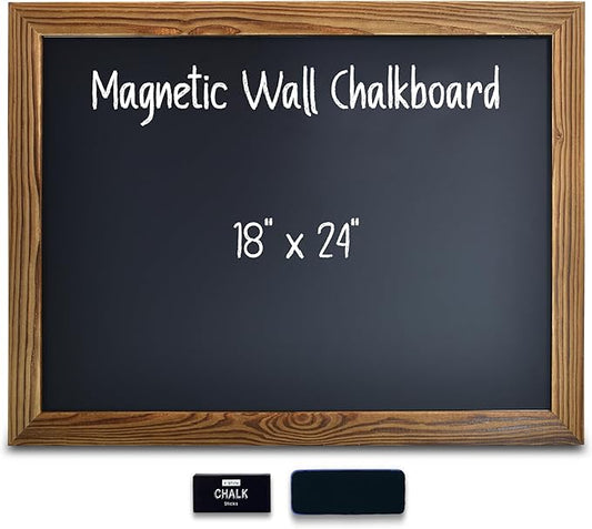 Better Office Products Magnetic Wall Chalkboard, Large Size 18" x 24", Rustic