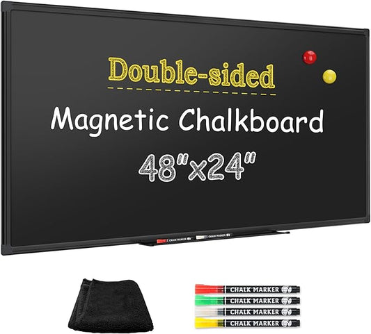 SELEAD Double-Sided Magnetic Chalkboard 48 x 24 Inches