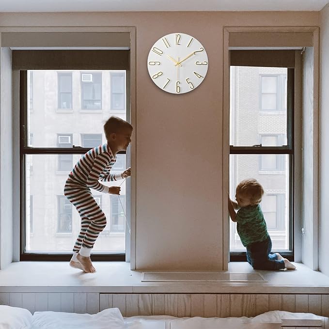 Wall Clock, Silent Clock, Wall Clocks Battery Operated， 12 inch Modern Wall