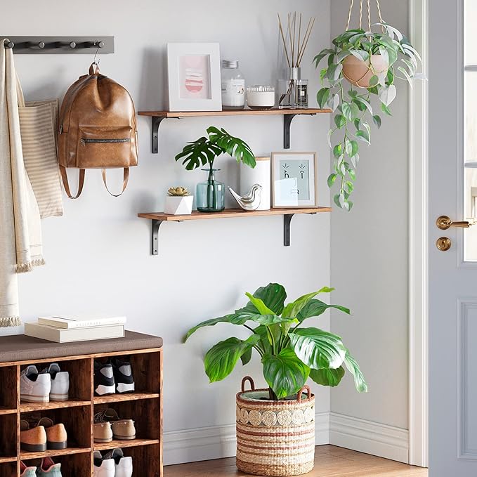 DINZI LVJ Long Wall Shelves, 23.6 Inch Wall Mounted Shelves Set of 2,