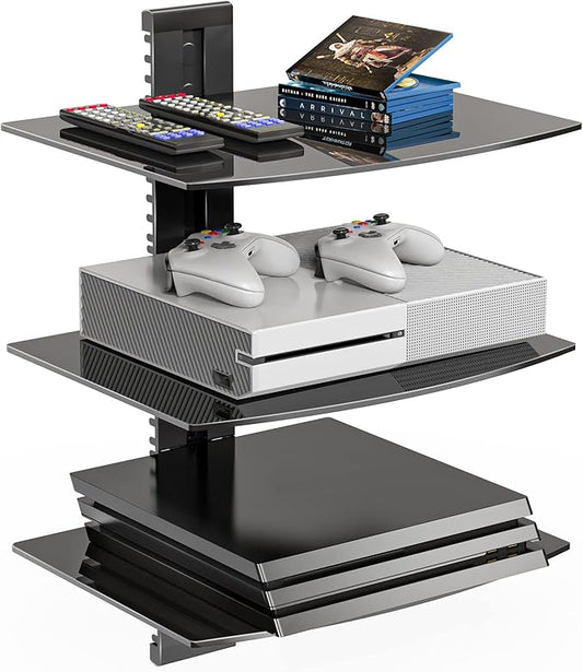 WALI Floating TV Shelf, 3 Tier Glass Projector Shelf