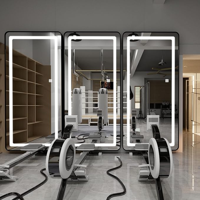 FENNIO Full Length Mirror with Lights, Free Standing Lighted Floor Mirror
