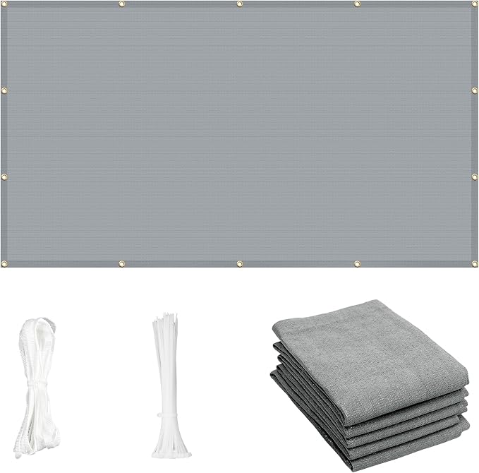 Cool Area Sun Shade Cloth with Grommets 5Ã9 FT Shade Panel Shade Tarp Screen Fabic for Outdoor Patio Pergola Cover Deck Garden, Silver Grey (Customized)