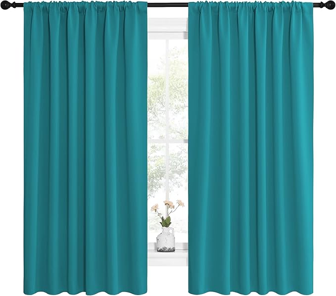 NICETOWN Peacock Blue Blackout Curtains Panels