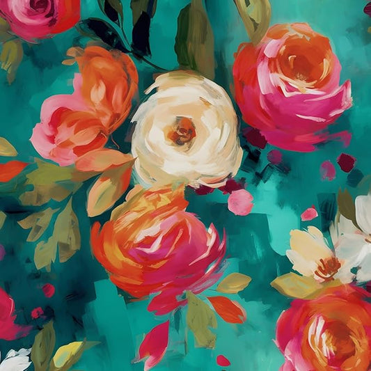 BOKEBEVE Watercolour Floral Peel and Stick Wallpaper Boho Vibrant Contact Paper
