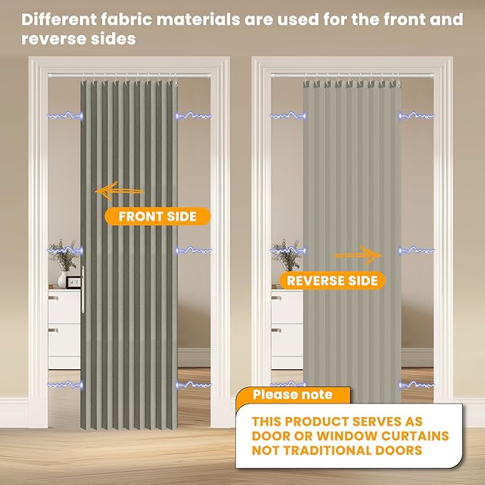 AJAZZ 100% Blackout Accordion Doors Interior Closet Curtain Doorway Curtains