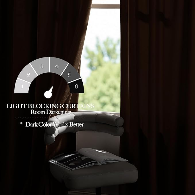 NICETOWN Brown Velvet Blackout Curtains 96 inches Long, Room Darkening Home