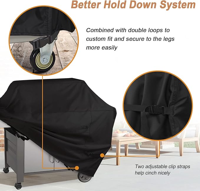 NettyPro Grill Cover for Outdoor Grill 48 inch Waterproof Heavy Duty Gas BBQ Grill Cover for Outside Weber, Char-Broil, Brinkmann, Jenn Air, Nexgrill 2 Burner Barbecue, Black