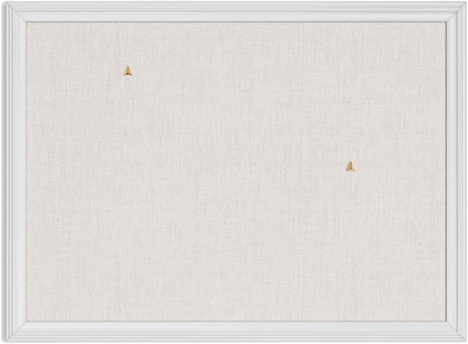 U Brands Bulletin Board, 18 x 24 Inch Linen Fabric Pin Board, Farmhouse White