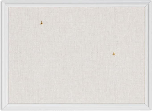 U Brands Bulletin Board, 18 x 24 Inch Linen Fabric Pin Board, Farmhouse White