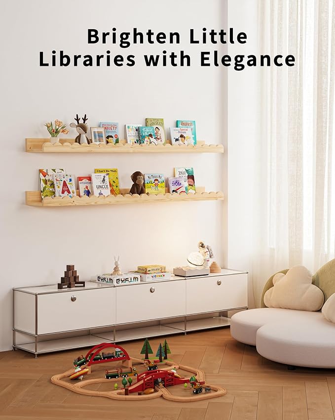 Shario Nursery Book Shelves, Scalloped Shelves, Wall Book Shelves