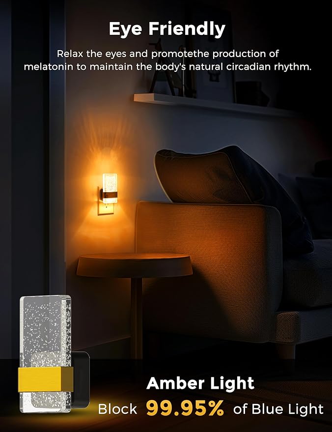 L LOHAS LED Night Light, Amber Night Lights Plug Into Wall, Dusk to Dawn Sensor