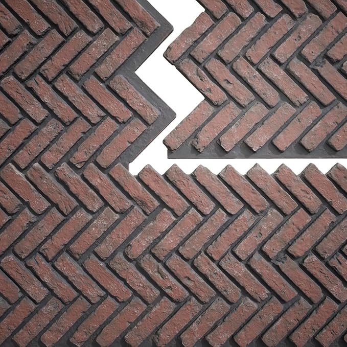 EverStone Herringbone Faux Brick Panel, 46 1/2"W x 25 1/4"H x 1"D, Cinder Color