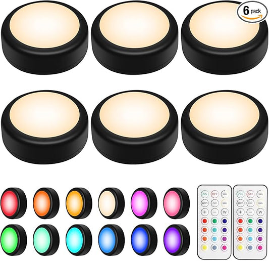 BLS LED Puck Lights with Remote Control, Wireless Under Cabinet & Closet