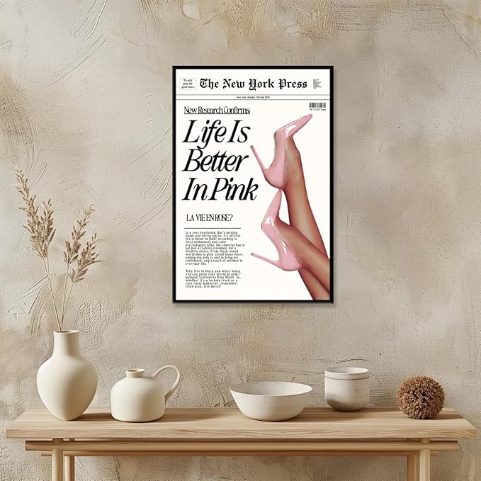 Trendy Baby Pink Poster 70s Canvas Prints The New York Press Wall Art Life Is