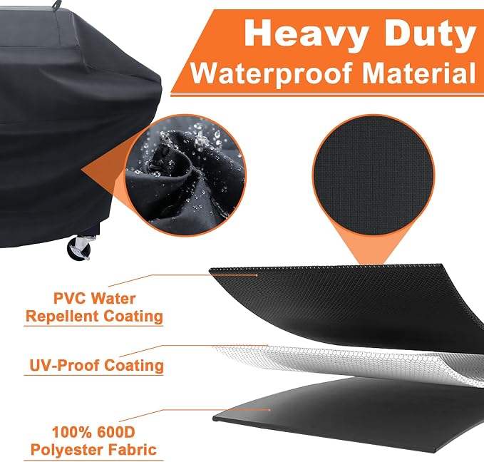 Grill Cover for Charbroil 22652143 Edge Electric Grill, 50 inch for Charbroil 2 Burner Grill, 600D Heavy Duty Waterproof Cover for CharBroil and Smokers Up to 49 Inches Wide