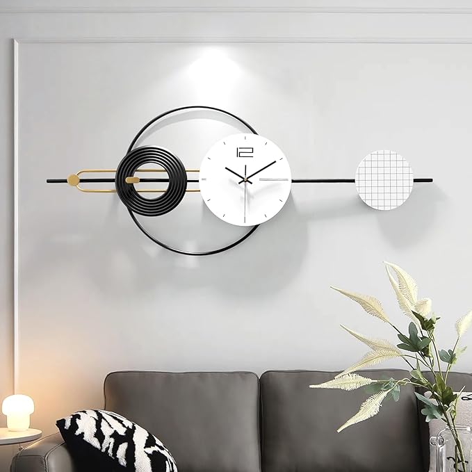 Large Wall Clock for Living Room, Modern Decorative Silent Battery Operated