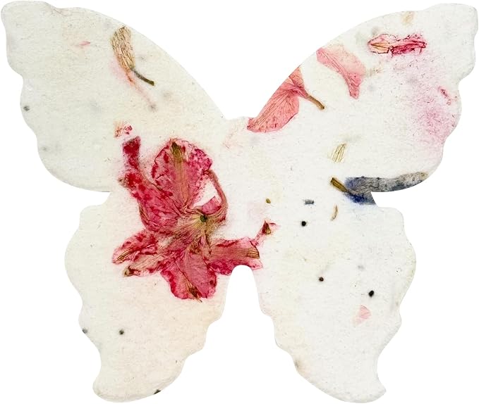 50pcs Large (2.85" h x 3" w) Pink Butterfly Seed Paper â Writable & Plantable Wildflower, Mom's Gift for Birthday, Use for Wedding, Baby Shower, & Party Favors