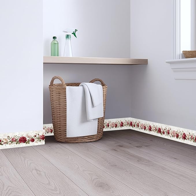 Vintage Rose Wallpaper Border 196x4 Inch Removable Wall Border Peel and Stick