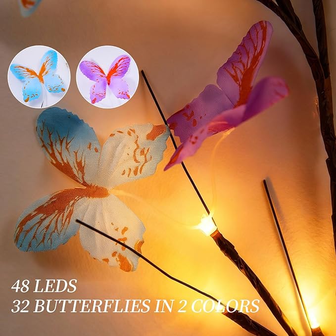 Willow Vine Light with Butterfly 48LED 5.9FT Enchanted Wall Decoration Vine