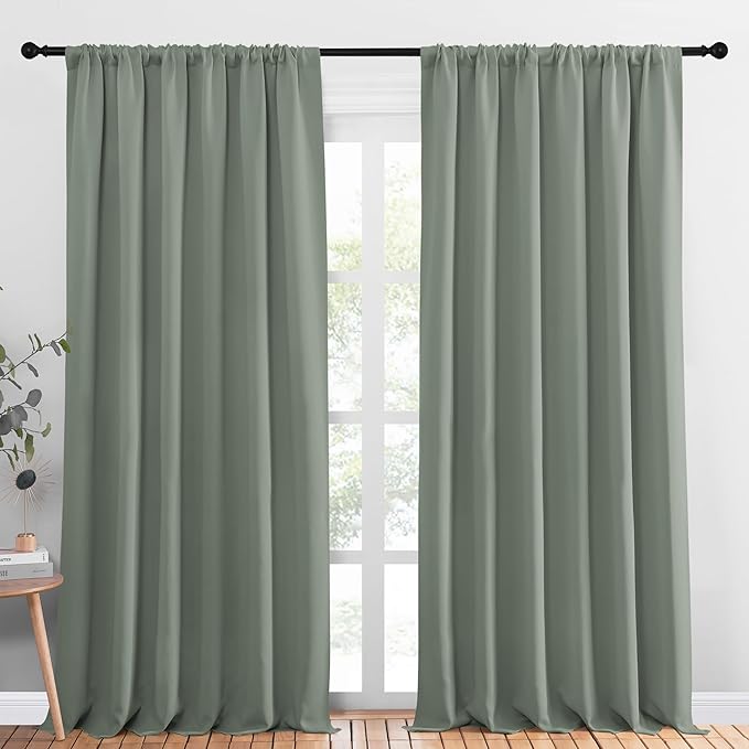 NICETOWN 2 Panels Blackout Curtains, Rod Pocket Thermal Insulated Drapess