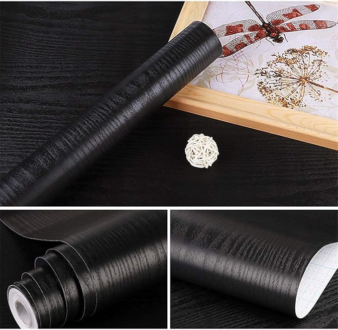 practicalWs Black Wood Contact Paper 17.7'' x 393.7'' Peel and Stick Wood