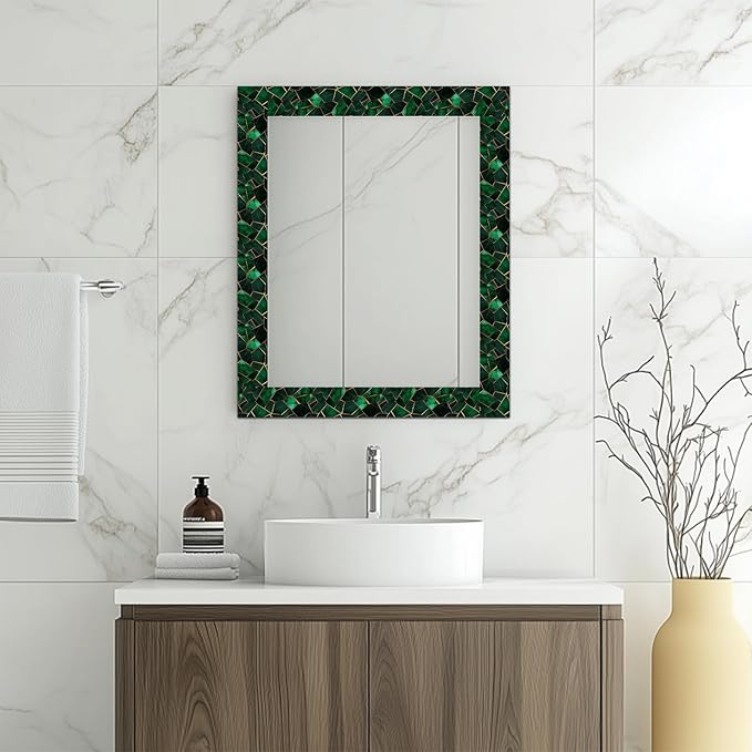 HOMETITUTE Wallpaper Border Peel and Stick Wall Border Emerald Tile Geometric