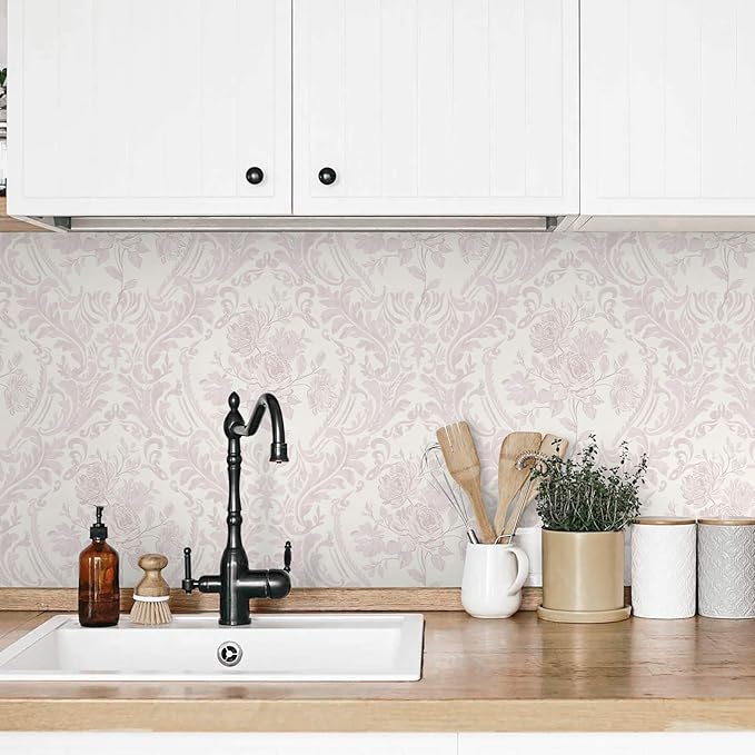 Ismoon Floral Peel and Stick Wallpaper Pink Contact Paper Boho Watercolor