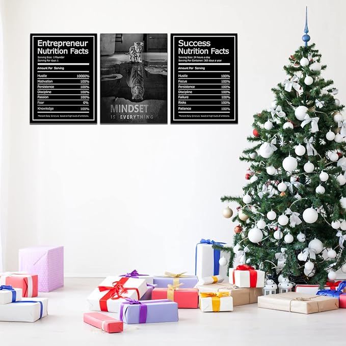 KAWAHONE Motivational Mindset Canvas Wall Art, Success Entrepreneur Nutrition