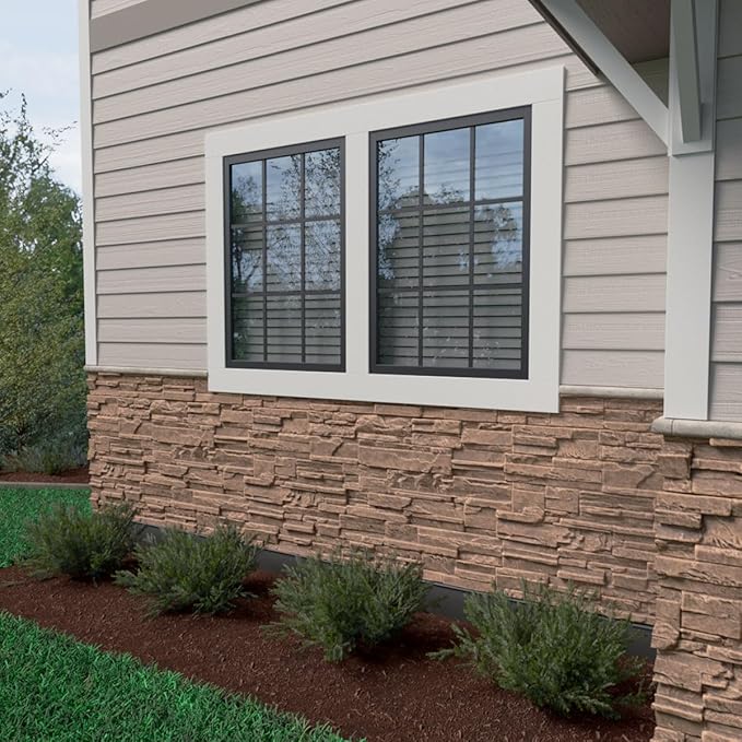 EverStone Cascade Faux Stone Panel, 48 5/8"W x 24 3/4"H x 1 1/4"D, North Hill