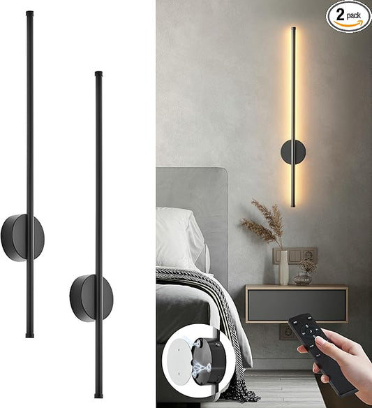 Battery Operated Modern Wall Sconces Set of Two, Rechargeable Wireless Wall