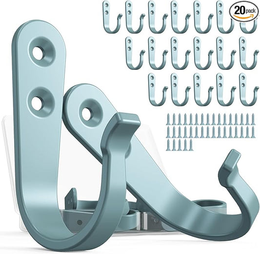 BREYDROK 20PCS Heavy Duty Metal Wall Hooks, Coat Hooks