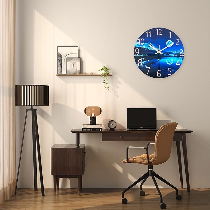 Large Wall Clocks for Living Room Decor Glass 20 Inch Analog Wall Clocks