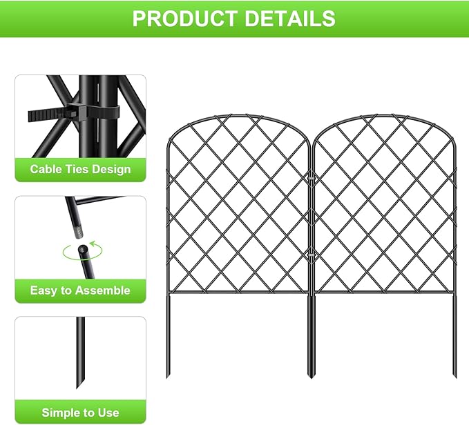 OUSHENG 19 Pack Decorative Garden Fence, Total 20ft(L) x 24in(H) Animal Barrier Border, Rustproof Metal Wire Section Edging Fencing Panel for Outdoor Patio Garden Yard, Arched