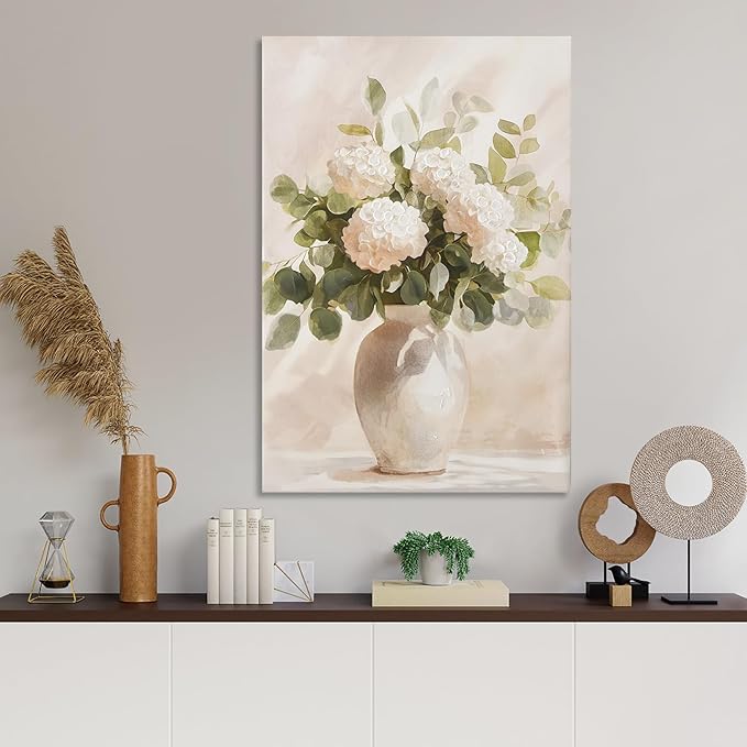 Hand painted Rustic Farmhouse Flower Canvas Wall Art, Soothing Calming Nature
